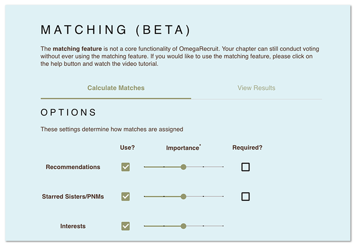 OmegaRecruit’s matching feature