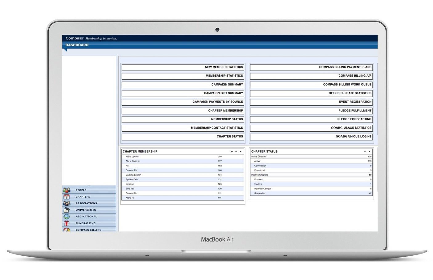An easy-to-use dashboard that you can customize to your chapter’s needs is an important feature of a sorority or fraternity database.