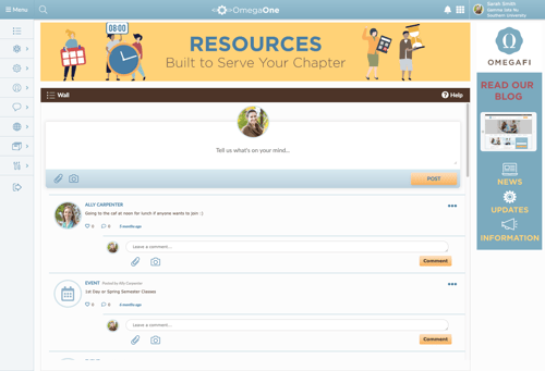 Keep all of your sisters in the loop with a Wall in your sorority communication app.